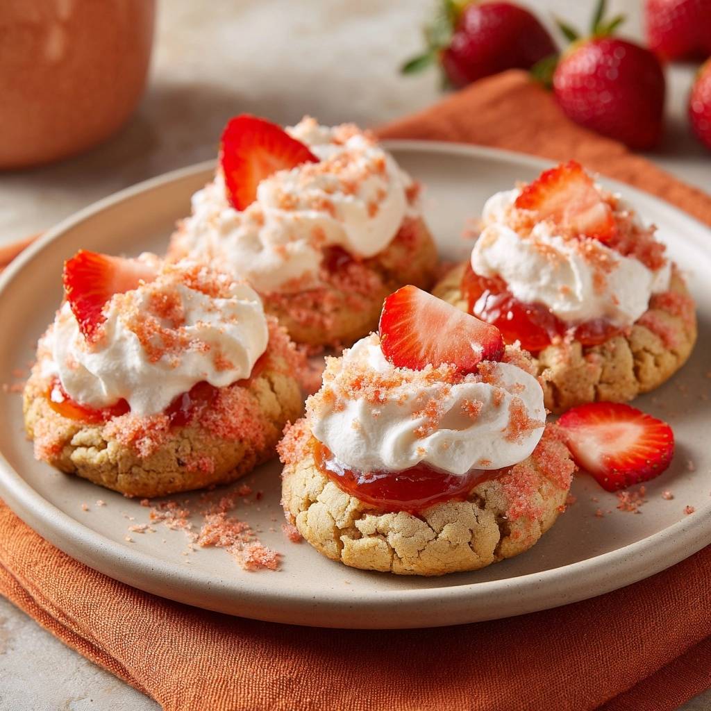 Erdbeer-Sahne-Krümel-Nester
