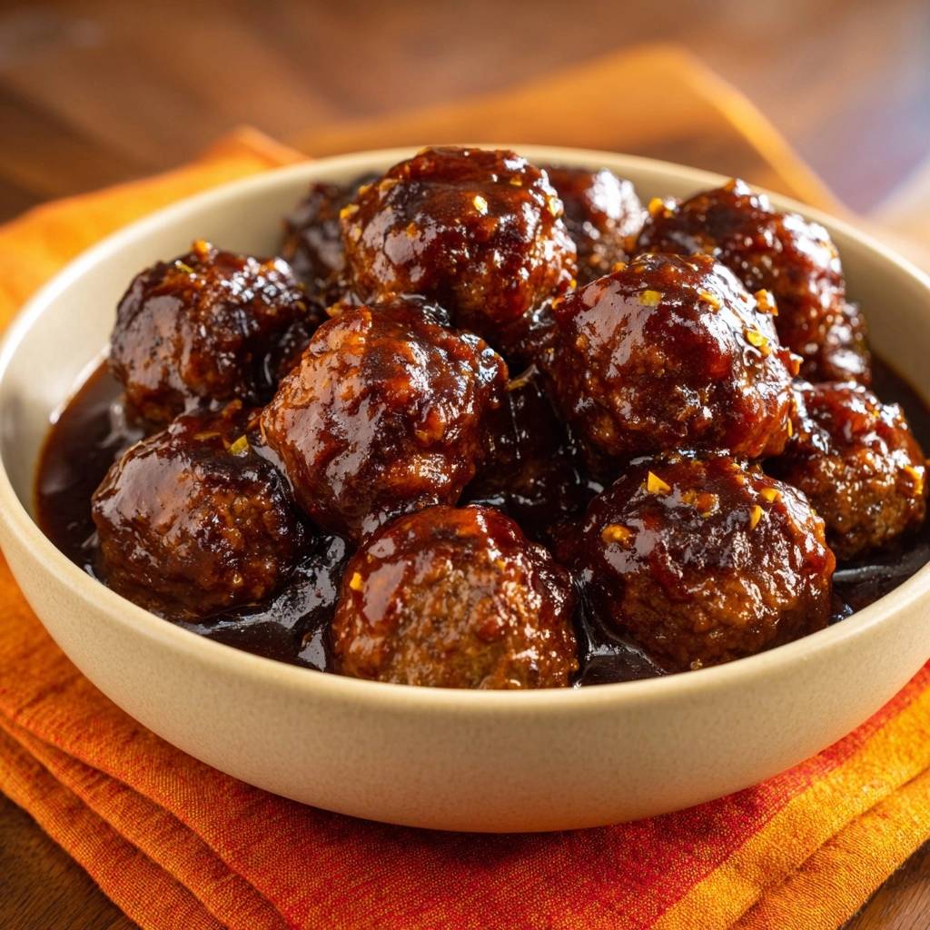 Saftige Orangenglasierte Fleischbällchen