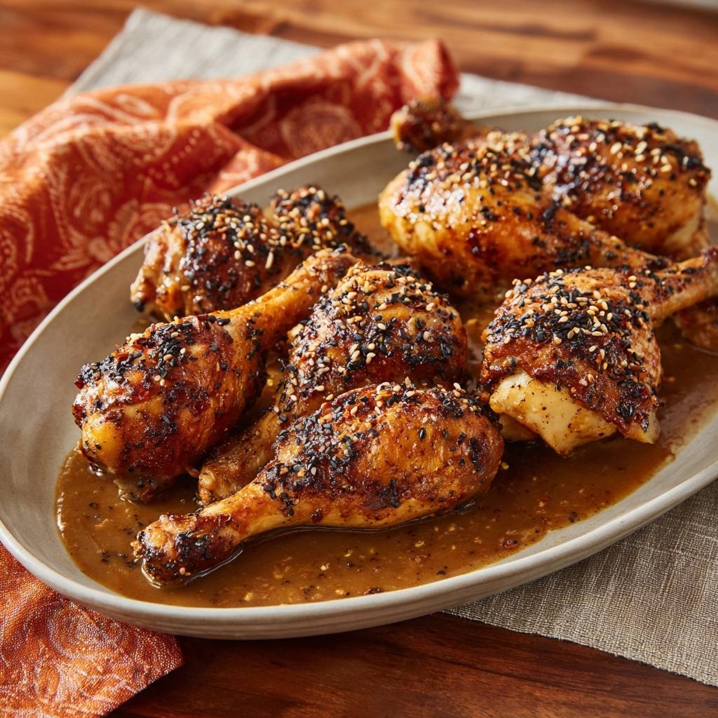 Knusprige Sesam-Hähnchenkeulen