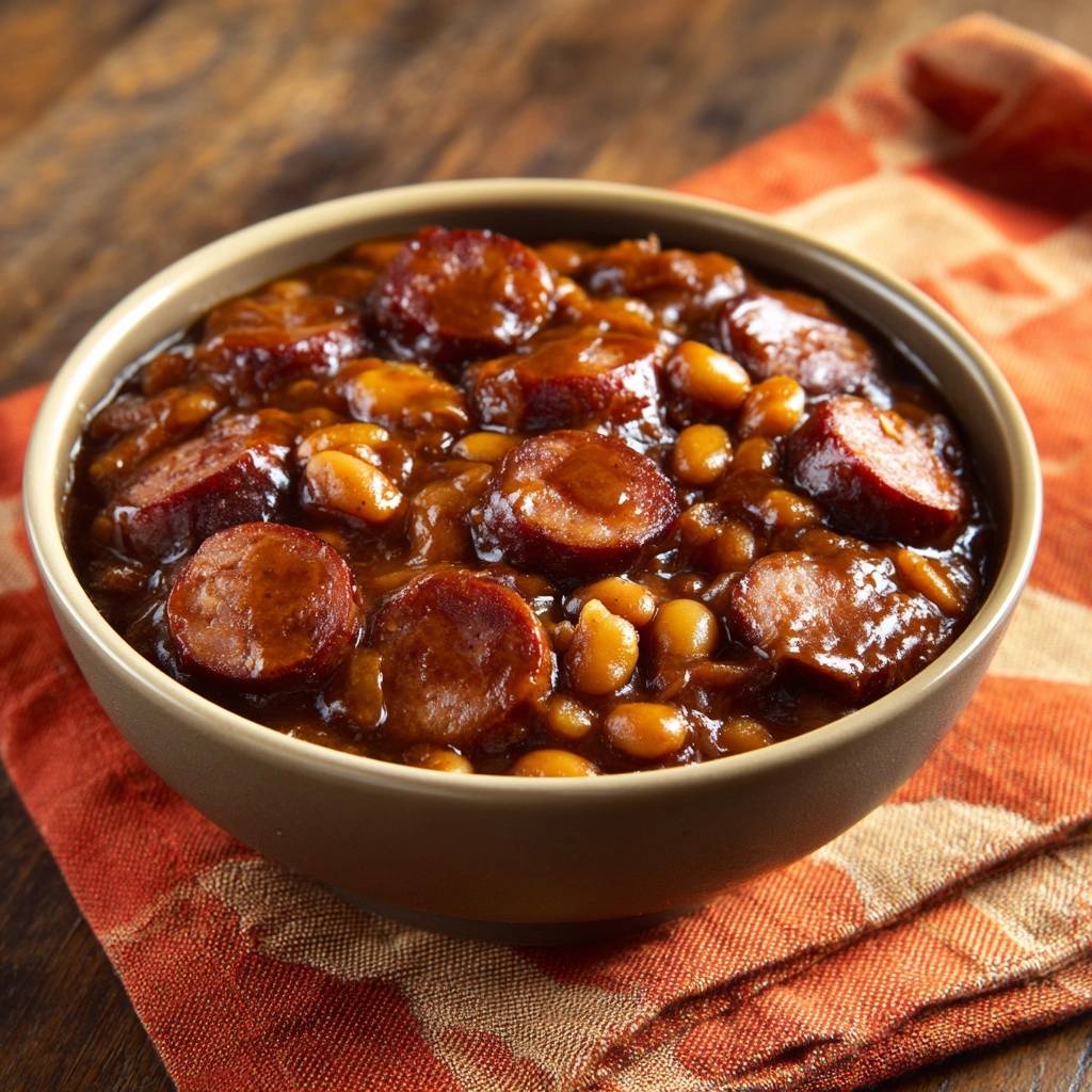 Herzhaft BBQ-Bohnen mit Wurst