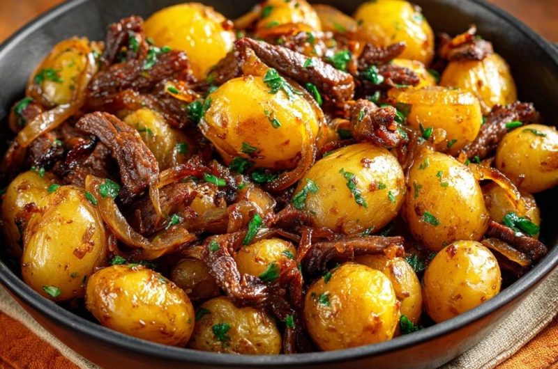 Babykartoffeln mit saftigen Rindfleischstreifen
