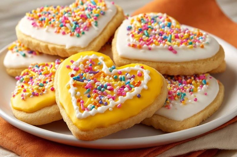 Bunte Herz-Sprinkles-Kekse (Nie wieder auslaufende Glasur!)