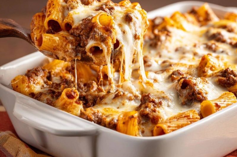 Überbackene Rigatoni mit saftiger Hackfleischsoße (Nie wieder matschige Nudeln!)