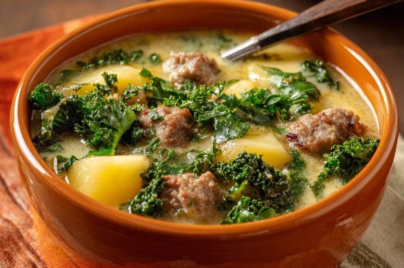 Cremige Grünkohl-Kartoffelsuppe mit saftigen Hackbällchen