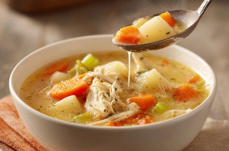 Cremige Hühnersuppe mit Gemüse (Keine geronnene Sahne mehr!)