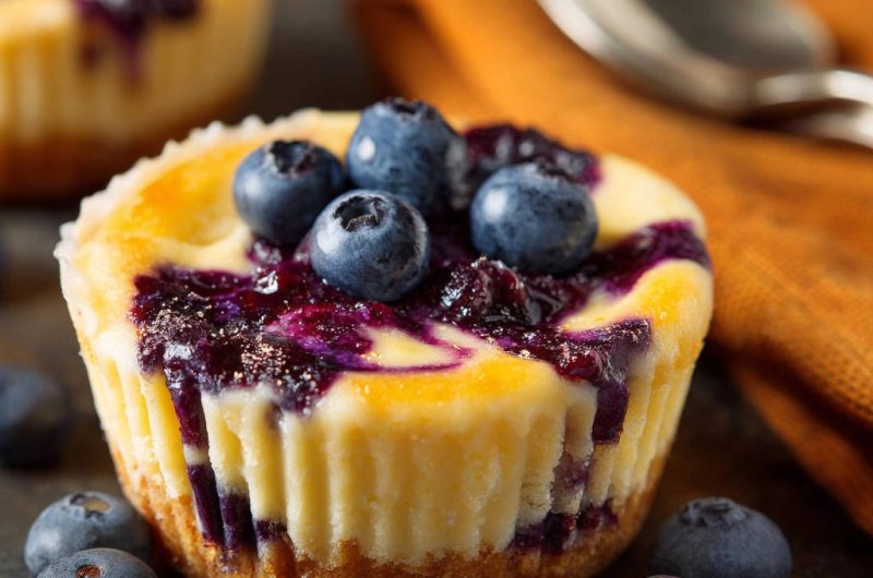 Cremige Mini-Blaubeer-Cheesecakes
