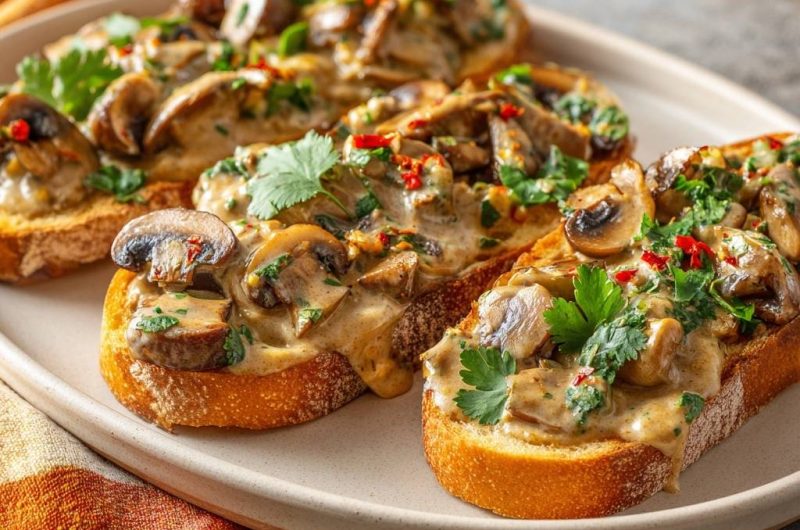 Cremige Pilz-Bruschetta