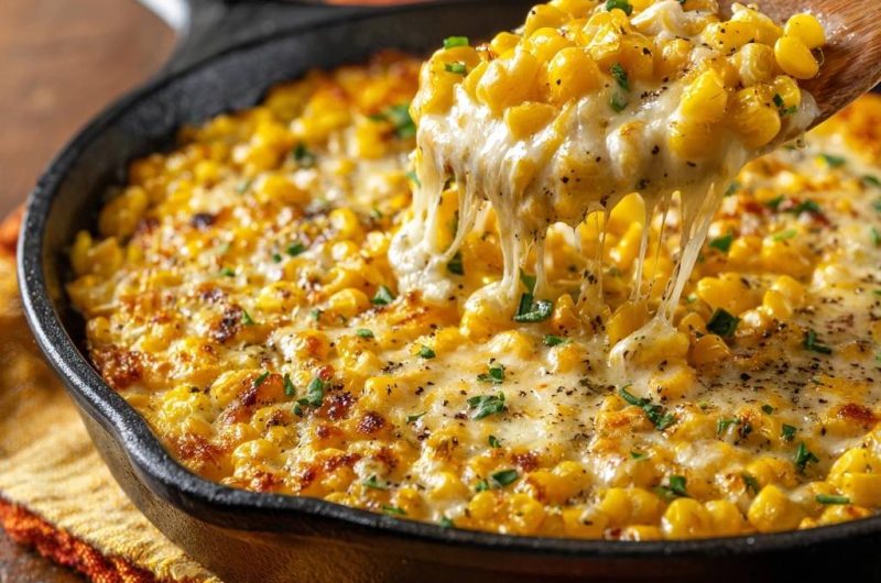 Cremiger Käse-Mais aus der Gusseisenpfanne