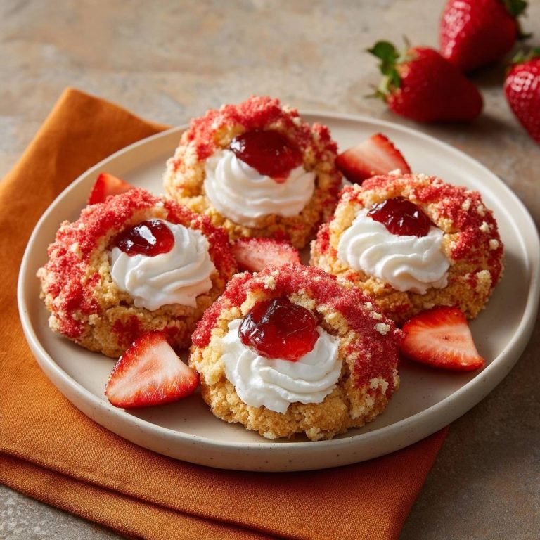 Erdbeer-Sahne-Krümel-Nester: Knusprig & unwiderstehlich