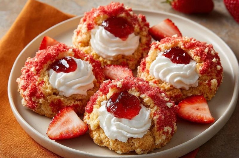 Erdbeer-Sahne-Krümel-Nester
