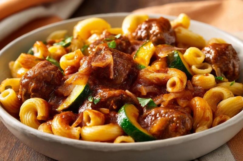 Fusilli mit Hackbällchen und Zucchini