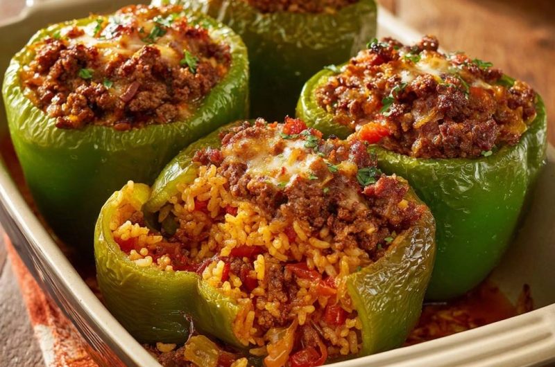 Gefüllte Paprika mit Hack und Reis