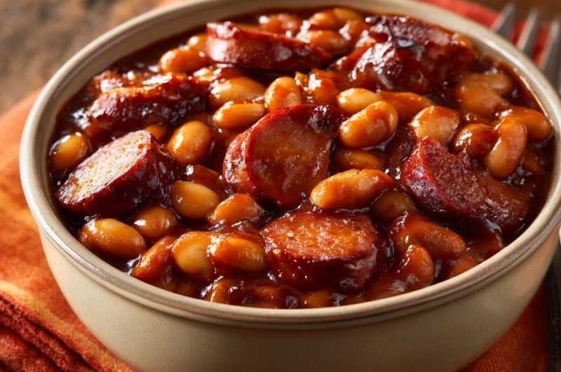 Herzhaft BBQ-Bohnen mit Wurst