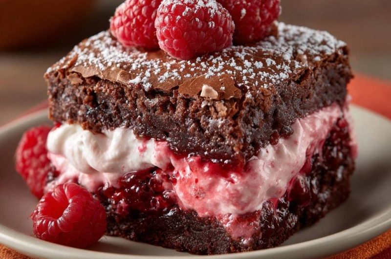 Himbeer-Schoko-Creme-Brownie (Nie wieder matschige Himbeeren!)