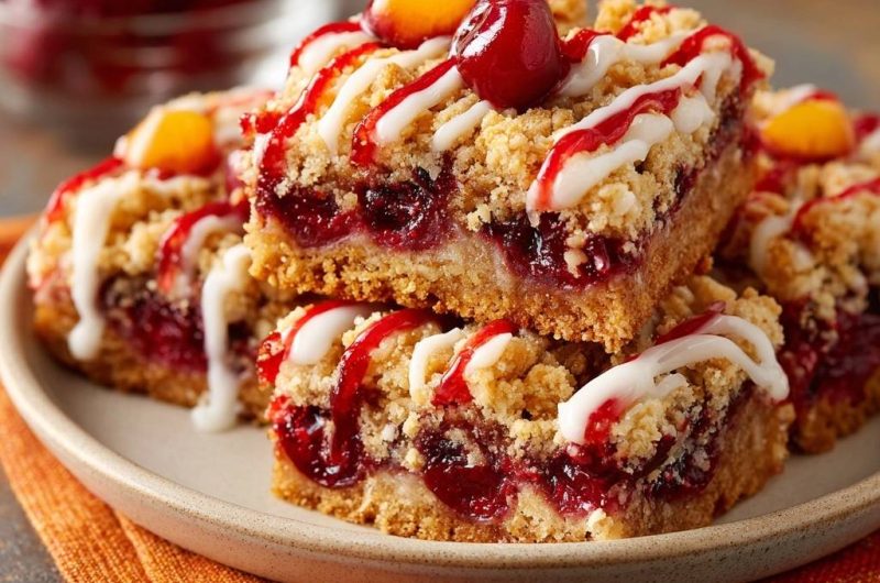 Kirsch-Aprikosen-Streuselkuchen (Nie wieder matschige Streusel!)