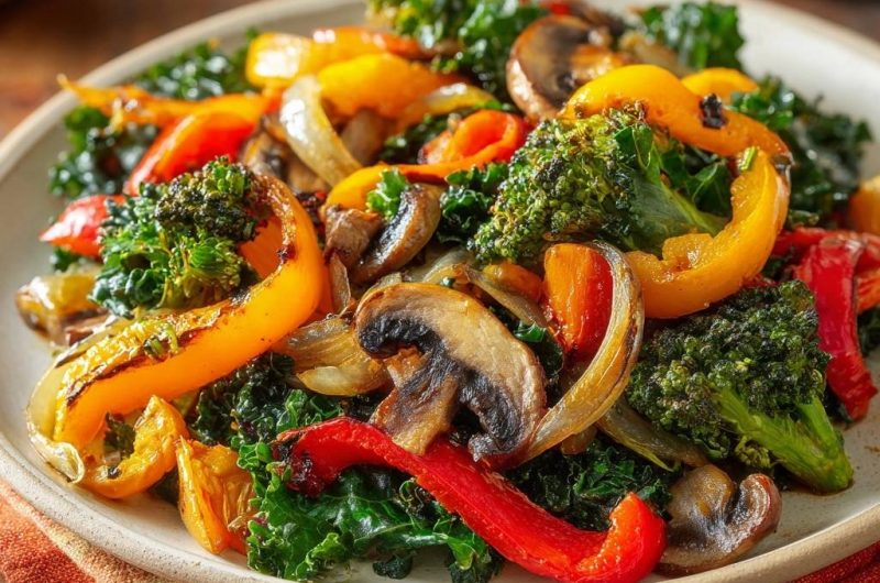 Knackige Grünkohl-Pfanne mit Brokkoli & Paprika (Nie wieder matschiges Gemüse!)