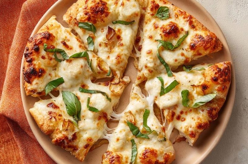 Knoblauch-Mozzarella-Pizza