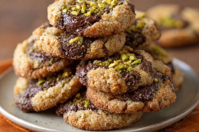 Knusprige Pistazien-Schokoladenkekse