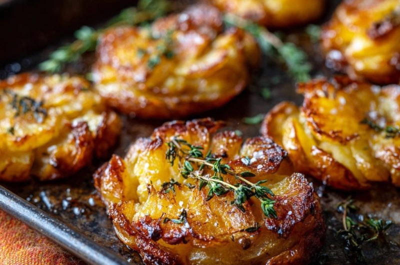 Knusprige Quetschkartoffeln mit Thymian