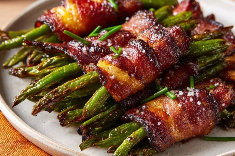 Knusprige Speck-umwickelte Grüne Bohnen (Nie wieder weicher Speck!)