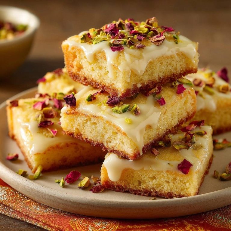 Saftige Pistazien-Rosen-Kuchenstücke: Rezept