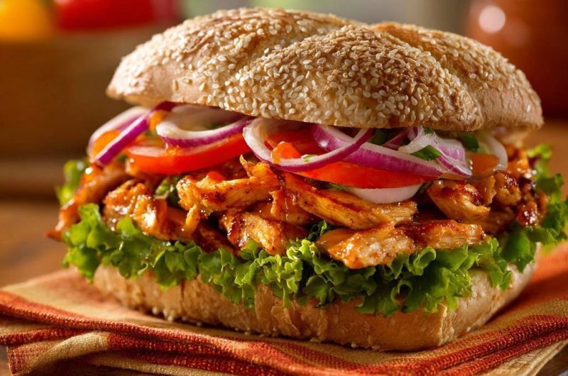 Saftiges Hähnchen-Gemüse-Sandwich