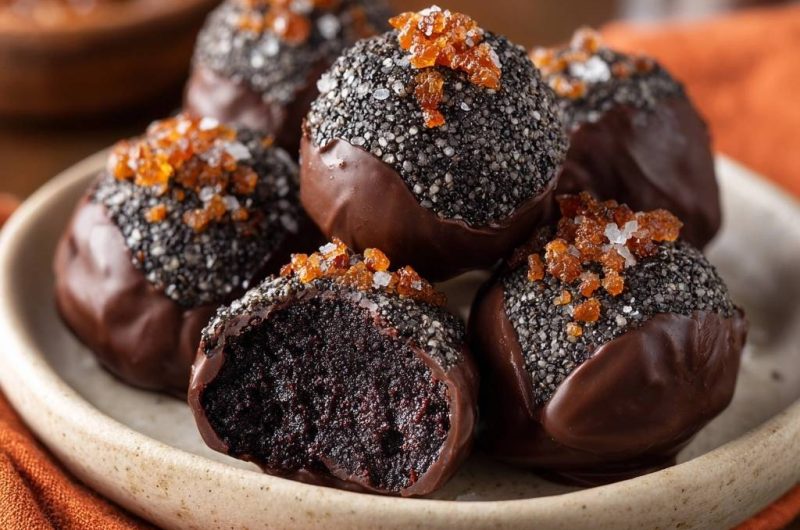 Schwarze Sesam-Orangen-Schoko-Trüffel