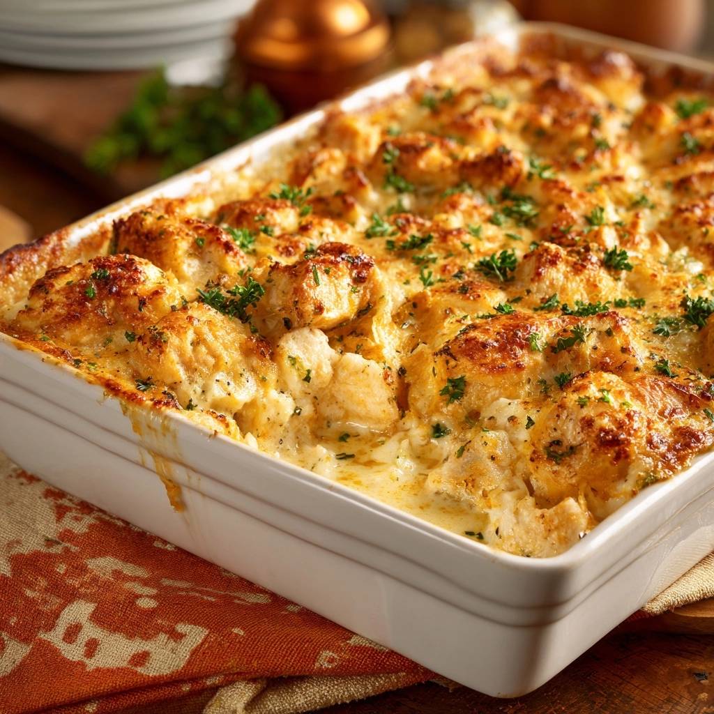 Cremiger Hähnchen-Reis-Auflauf