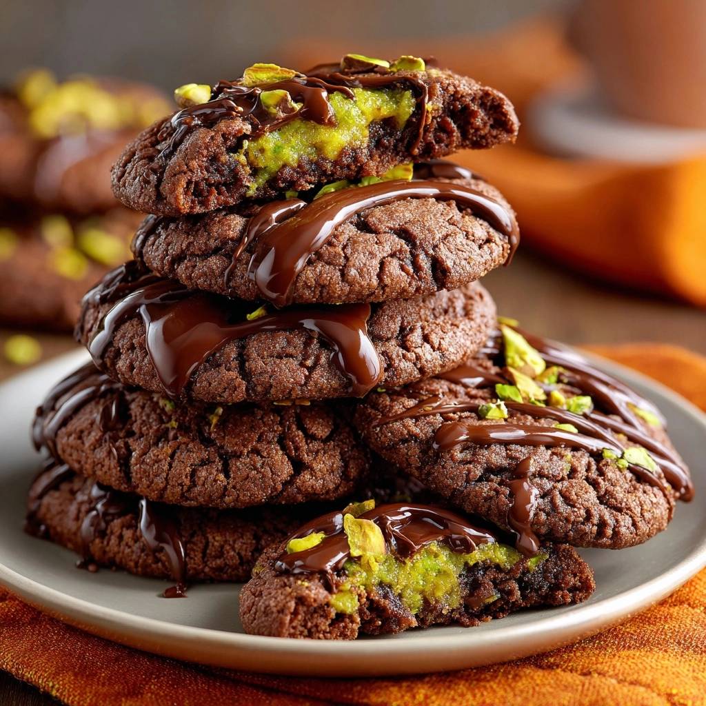 Pistazien-Schoko-Kekse mit Karamellkern (Nie wieder auslaufende Füllung!)