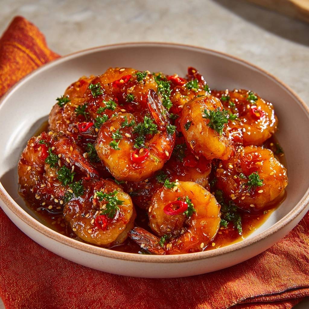 Süß-würzige Sesam-Garnelen