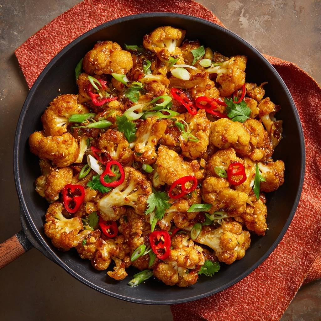 Süß-scharfer Blumenkohl aus der Pfanne