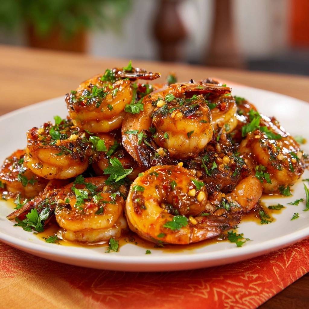 Würzig-glasierten Chili-Garnelen