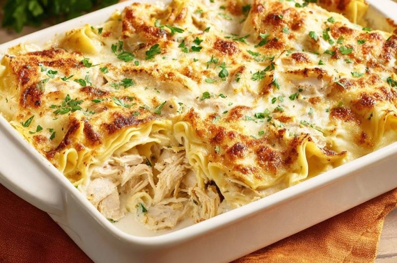 Cremige Hähnchenlasagne
