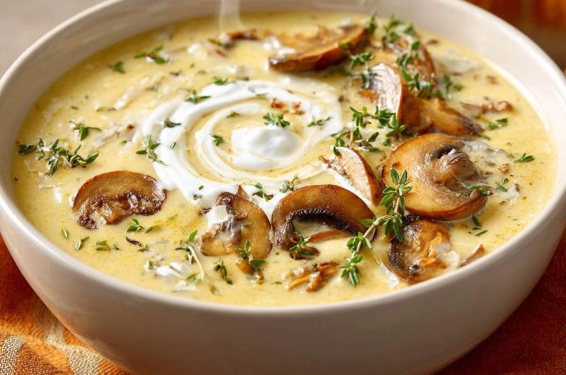 Cremige Pilz-Thymian-Suppe