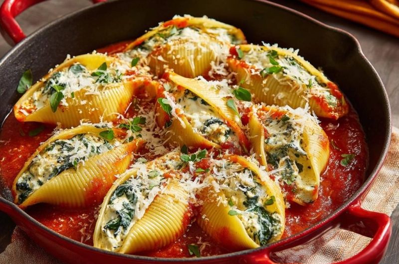 Cremige Spinat-Ricotta-Conchiglioni in Tomatensauce (Keine wässrige Füllung mehr!)