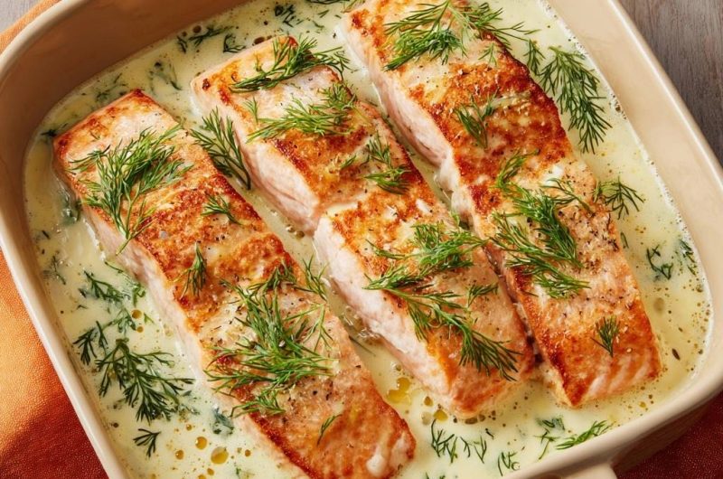 Cremiger Dill-Lachs aus dem Ofen