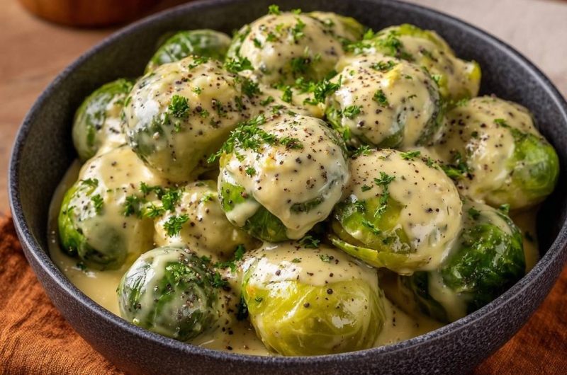 Cremiger Rosenkohl mit Petersilie