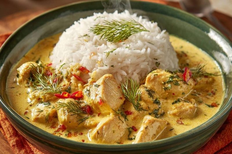 Cremiges Dill-Hühnercurry (Nie wieder trockenes Huhn!)