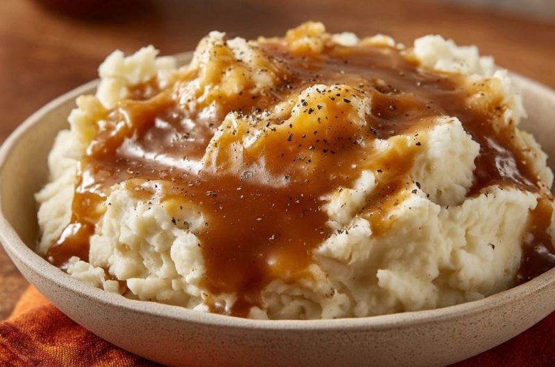 Cremiges Kartoffelpüree mit Soße