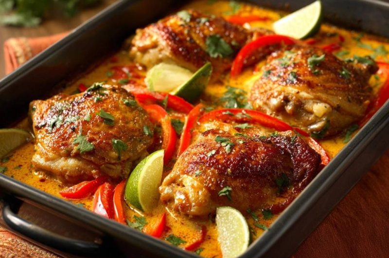 Cremiges Thai-Gelbcurry-Hähnchen aus dem Ofen