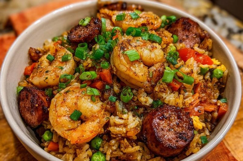 Jambalaya Fried Rice mit Garnelen & Wurst