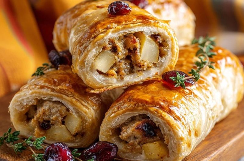 Knusprige Apfel-Hack-Thymian-Blätterteigrollen (Nie wieder matschiger Blätterteig!)