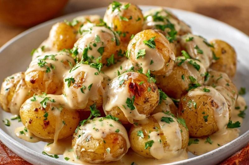 Knusprige Babykartoffeln mit Petersilie-Creme