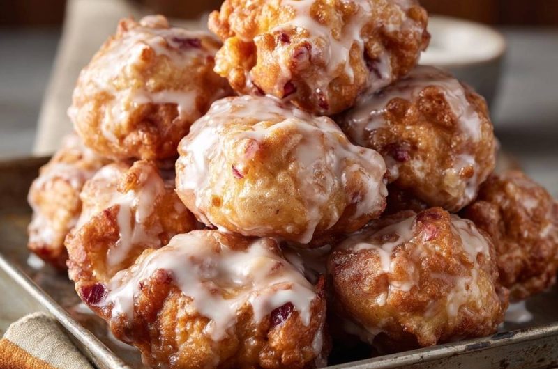 Knusprige Cranberry-Fritter mit Zuckerguss