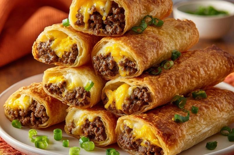 Knusprige Hack-Käse-Röllchen