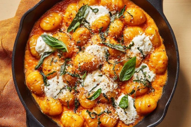 Knusprige Pfannengnocchi in Tomatensoße