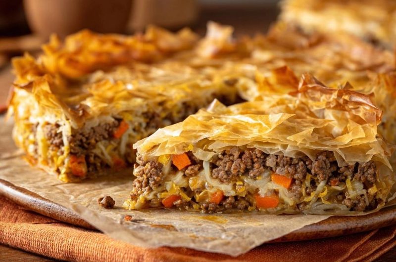 Knuspriger Hackfleisch-Börek mit Kohl & Karotten