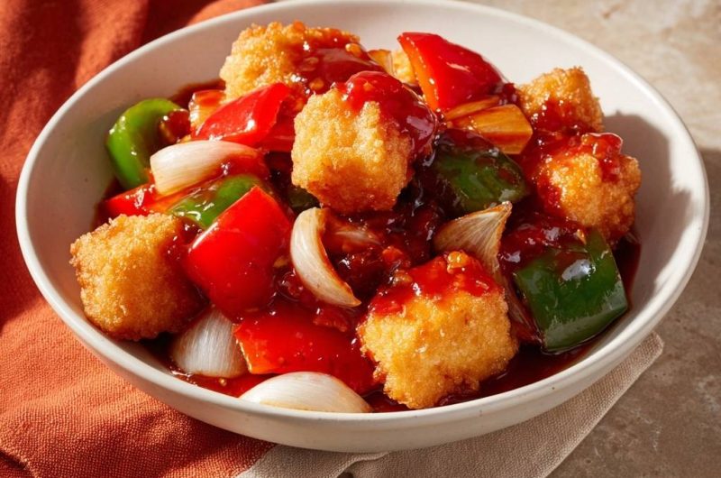 Knuspriger Süß-Sauer Tofu mit Paprika