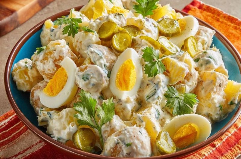 Perfekter Kartoffelsalat mit Ei und Gurke