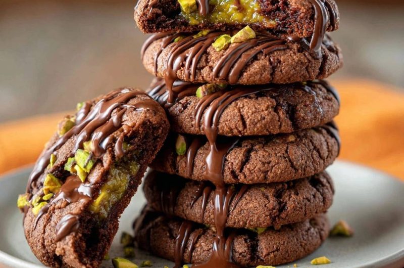 Pistazien-Schoko-Kekse mit Karamellkern (Nie wieder auslaufende Füllung!)